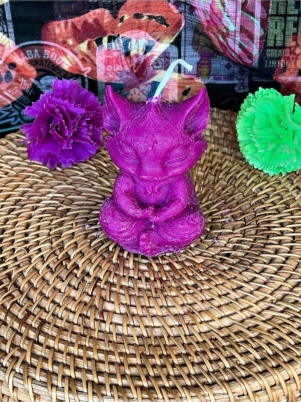 Berry Purple Meditating Fox Candle
